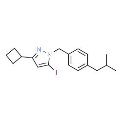 ChemSpider 2D Image | 3-Cyclobutyl-5-iodo-1-(4-isobutylbenzyl)-1H-pyrazole | C18H23IN2