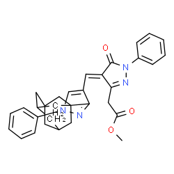 ChemSpider 2D Image | Methyl [(4E)-4-{[3-(adamantan-1-yl)-1-phenyl-1H-pyrazol-4-yl]methylene}-5-oxo-1-phenyl-4,5-dihydro-1H-pyrazol-3-yl]acetate | C32H32N4O3