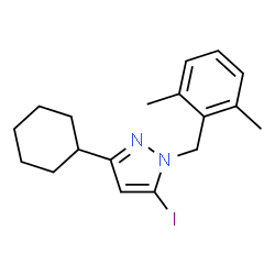 ChemSpider 2D Image | 3-Cyclohexyl-1-(2,6-dimethylbenzyl)-5-iodo-1H-pyrazole | C18H23IN2