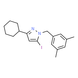 ChemSpider 2D Image | 3-Cyclohexyl-1-(3,5-dimethylbenzyl)-5-iodo-1H-pyrazole | C18H23IN2