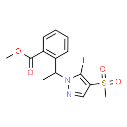 ChemSpider 2D Image | Methyl 2-{1-[5-iodo-4-(methylsulfonyl)-1H-pyrazol-1-yl]ethyl}benzoate | C14H15IN2O4S