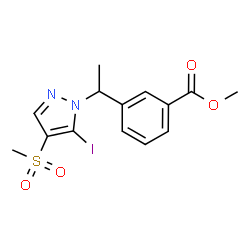 ChemSpider 2D Image | Methyl 3-{1-[5-iodo-4-(methylsulfonyl)-1H-pyrazol-1-yl]ethyl}benzoate | C14H15IN2O4S