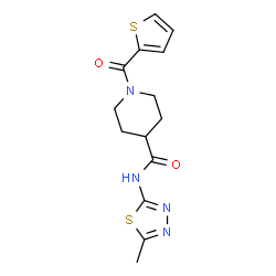 ChemSpider 2D Image | N-(5-Methyl-1,3,4-thiadiazol-2-yl)-1-(2-thienylcarbonyl)-4-piperidinecarboxamide | C14H16N4O2S2