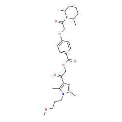 ChemSpider 2D Image | 2-[1-(3-Methoxypropyl)-2,5-dimethyl-1H-pyrrol-3-yl]-2-oxoethyl 4-[2-(2,6-dimethyl-1-piperidinyl)-2-oxoethoxy]benzoate | C28H38N2O6