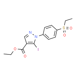 ChemSpider 2D Image | Ethyl 1-[4-(ethylsulfonyl)phenyl]-5-iodo-1H-pyrazole-4-carboxylate | C14H15IN2O4S