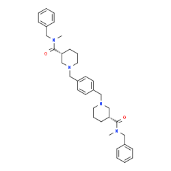 ChemSpider 2D Image | (3R,3'R)-1,1'-[1,4-Phenylenebis(methylene)]bis(N-benzyl-N-methyl-3-piperidinecarboxamide) | C36H46N4O2
