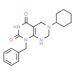 ChemSpider 2D Image | 1-Benzyl-6-cyclohexyl-5,6,7,8-tetrahydropyrimido[4,5-d]pyrimidine-2,4(1H,3H)-dione | C19H24N4O2