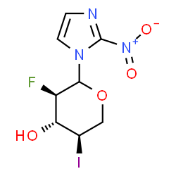 ChemSpider 2D Image | 1-(2,4-Dideoxy-2-fluoro-4-iodo-D-xylopyranosyl)-2-nitro-1H-imidazole | C8H9FIN3O4