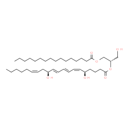 ChemSpider 2D Image | (2S)-1-Hydroxy-3-(palmitoyloxy)-2-propanyl (5R,6Z,8E,10E,12S,14Z)-5,12-dihydroxy-6,8,10,14-icosatetraenoate | C39H68O7