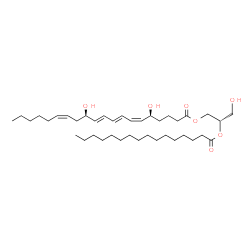 ChemSpider 2D Image | (2S)-3-Hydroxy-2-(palmitoyloxy)propyl (5S,6Z,8E,10E,12R,14Z)-5,12-dihydroxy-6,8,10,14-icosatetraenoate | C39H68O7