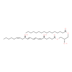 ChemSpider 2D Image | (2S)-2-Hydroxy-3-(palmitoyloxy)propyl (5S,6Z,8E,10E,12R,14Z)-5,12-dihydroxy-6,8,10,14-icosatetraenoate | C39H68O7
