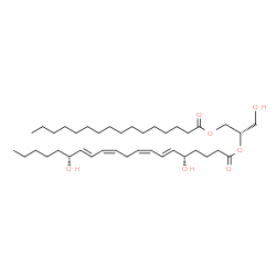 ChemSpider 2D Image | (2S)-1-Hydroxy-3-(palmitoyloxy)-2-propanyl (5S,6E,8Z,11Z,13E,15R)-5,15-dihydroxy-6,8,11,13-icosatetraenoate | C39H68O7