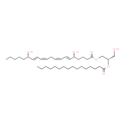 ChemSpider 2D Image | (2S)-3-Hydroxy-2-(palmitoyloxy)propyl (5R,6E,8Z,11Z,13E,15S)-5,15-dihydroxy-6,8,11,13-icosatetraenoate | C39H68O7