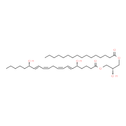 ChemSpider 2D Image | (2S)-2-Hydroxy-3-(palmitoyloxy)propyl (5R,6E,8Z,11Z,13E,15S)-5,15-dihydroxy-6,8,11,13-icosatetraenoate | C39H68O7