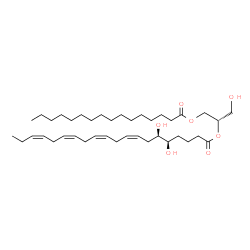 ChemSpider 2D Image | (2S)-1-Hydroxy-3-(palmitoyloxy)-2-propanyl (5R,6R,8Z,11Z,14Z,17Z)-5,6-dihydroxy-8,11,14,17-icosatetraenoate | C39H68O7