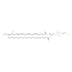 ChemSpider 2D Image | (2R)-3-{[(2-Aminoethoxy)(hydroxy)phosphoryl]oxy}-2-(icosanoyloxy)propyl (5Z,8Z,11Z,13E,17Z)-16-hydroxy-5,8,11,13,17-icosapentaenoate | C45H80NO9P