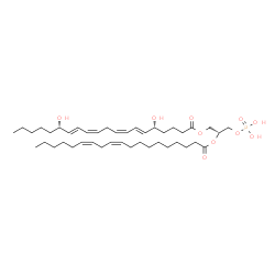 ChemSpider 2D Image | (2R)-2-[(10Z,13Z)-10,13-Nonadecadienoyloxy]-3-(phosphonooxy)propyl (5R,6E,8Z,11Z,13E,15S)-5,15-dihydroxy-6,8,11,13-icosatetraenoate | C42H71O10P
