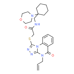ChemSpider 2D Image | 2-[(4-Allyl-5-oxo-4,5-dihydro[1,2,4]triazolo[4,3-a]quinazolin-1-yl)sulfanyl]-N-{[1-(4-morpholinyl)cyclohexyl]methyl}acetamide | C25H32N6O3S