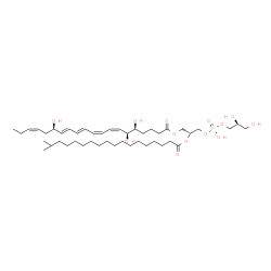 ChemSpider 2D Image | (2R)-3-({[(2S)-2,3-Dihydroxypropoxy](hydroxy)phosphoryl}oxy)-2-[(17-methyloctadecanoyl)oxy]propyl (5S,6S,7Z,9Z,11E,13E,15R,17Z)-5,6,15-trihydroxy-7,9,11,13,17-icosapentaenoate | C45H79O13P