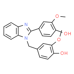 ChemSpider 2D Image | 4-[1-(4-Hydroxy-3-methoxybenzyl)-1H-benzimidazol-2-yl]-2-methoxyphenol | C22H20N2O4