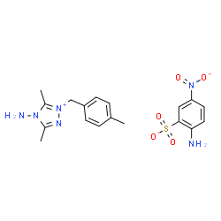 ChemSpider 2D Image | 4-Amino-3,5-dimethyl-1-(4-methylbenzyl)-4H-1,2,4-triazol-1-ium 2-amino-5-nitrobenzenesulfonate | C18H22N6O5S