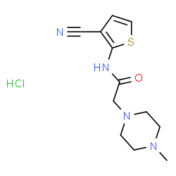 ChemSpider 2D Image | N-(3-Cyano-2-thienyl)-2-(4-methyl-1-piperazinyl)acetamide hydrochloride (1:1) | C12H17ClN4OS