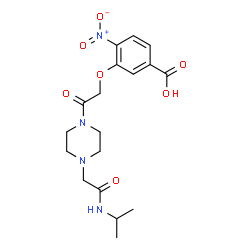 ChemSpider 2D Image | 3-(2-{4-[2-(Isopropylamino)-2-oxoethyl]-1-piperazinyl}-2-oxoethoxy)-4-nitrobenzoic acid | C18H24N4O7