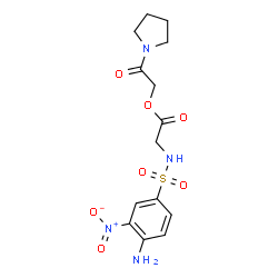 ChemSpider 2D Image | 2-Oxo-2-(1-pyrrolidinyl)ethyl N-[(4-amino-3-nitrophenyl)sulfonyl]glycinate | C14H18N4O7S