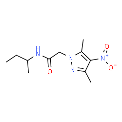 ChemSpider 2D Image | N-sec-Butyl-2-(3,5-dimethyl-4-nitro-1H-pyrazol-1-yl)acetamide | C11H18N4O3