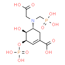 ChemSpider 2D Image | (3R,4S,5R)-5-[(Carboxymethyl)(phosphonomethyl)amino]-4-hydroxy-3-(phosphonooxy)-1-cyclohexene-1-carboxylic acid | C10H17NO12P2