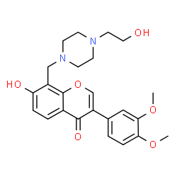 ChemSpider 2D Image | 3-(3,4-Dimethoxyphenyl)-7-hydroxy-8-{[4-(2-hydroxyethyl)-1-piperazinyl]methyl}-4H-chromen-4-one | C24H28N2O6