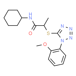 ChemSpider 2D Image | N-Cyclohexyl-2-{[1-(2-methoxyphenyl)-1H-tetrazol-5-yl]sulfanyl}propanamide | C17H23N5O2S