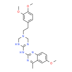 ChemSpider 2D Image | N-{5-[2-(3,4-Dimethoxyphenyl)ethyl]-1,4,5,6-tetrahydro-1,3,5-triazin-2-yl}-6-methoxy-4-methyl-2-quinazolinamine | C23H28N6O3