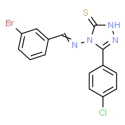 ChemSpider 2D Image | 4H-1,2,4-triazole-3-thiol, 4-[[(3-bromophenyl)methylene]amino]-5-(4-chlorophenyl)- | C15H10BrClN4S