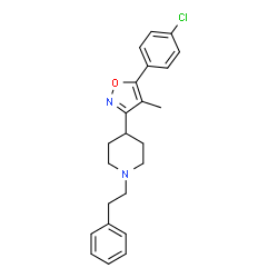 ChemSpider 2D Image | 5-(4-Chlorophenyl)-4-methyl-3-(1-(2-phenylethyl)piperidin-4-yl)isoxazole | C23H25ClN2O