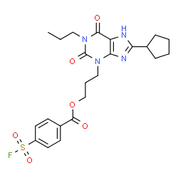ChemSpider 2D Image | 3-(8-Cyclopentyl-2,6-dioxo-1-propyl-1,2,6,7-tetrahydro-3H-purin-3-yl)propyl 4-(fluorosulfonyl)benzoate | C23H27FN4O6S