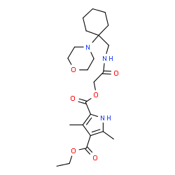 ChemSpider 2D Image | 4-Ethyl 2-[2-({[1-(4-morpholinyl)cyclohexyl]methyl}amino)-2-oxoethyl] 3,5-dimethyl-1H-pyrrole-2,4-dicarboxylate | C23H35N3O6