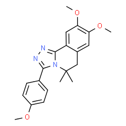 ChemSpider 2D Image | 8,9-Dimethoxy-3-(4-methoxyphenyl)-5,5-dimethyl-5,6-dihydro[1,2,4]triazolo[3,4-a]isoquinoline | C21H23N3O3
