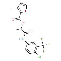 ChemSpider 2D Image | 1-{[4-Chloro-3-(trifluoromethyl)phenyl]amino}-1-oxo-2-propanyl 3-methyl-2-furoate | C16H13ClF3NO4