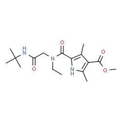 ChemSpider 2D Image | Methyl 5-(ethyl{2-[(2-methyl-2-propanyl)amino]-2-oxoethyl}carbamoyl)-2,4-dimethyl-1H-pyrrole-3-carboxylate | C17H27N3O4