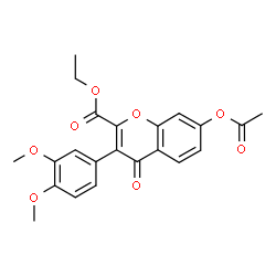 ChemSpider 2D Image | Ethyl 7-acetoxy-3-(3,4-dimethoxyphenyl)-4-oxo-4H-chromene-2-carboxylate | C22H20O8