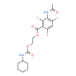 ChemSpider 2D Image | 2-[(Cyclohexylcarbamoyl)oxy]ethyl 3-acetamido-2,4,6-triiodobenzoate | C18H21I3N2O5