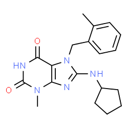 ChemSpider 2D Image | 8-(Cyclopentylamino)-3-methyl-7-(2-methylbenzyl)-3,7-dihydro-1H-purine-2,6-dione | C19H23N5O2
