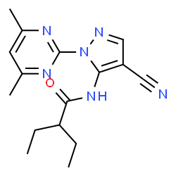 ChemSpider 2D Image | N-[4-Cyano-1-(4,6-dimethyl-2-pyrimidinyl)-1H-pyrazol-5-yl]-2-ethylbutanamide | C16H20N6O