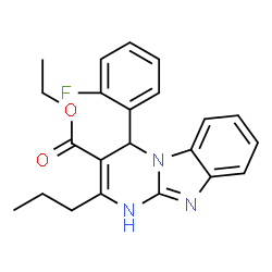 ChemSpider 2D Image | Ethyl 4-(2-fluorophenyl)-2-propyl-1,4-dihydropyrimido[1,2-a]benzimidazole-3-carboxylate | C22H22FN3O2