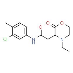 ChemSpider 2D Image | N-(3-Chloro-4-methylphenyl)-2-(4-ethyl-2-oxo-3-morpholinyl)acetamide | C15H19ClN2O3
