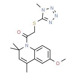 ChemSpider 2D Image | 1-(6-Methoxy-2,2,4-trimethyl-1(2H)-quinolinyl)-2-[(1-methyl-1H-tetrazol-5-yl)sulfanyl]ethanone | C17H21N5O2S