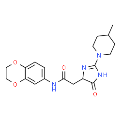 ChemSpider 2D Image | N-(2,3-Dihydro-1,4-benzodioxin-6-yl)-2-[2-(4-methyl-1-piperidinyl)-4-oxo-4,5-dihydro-1H-imidazol-5-yl]acetamide | C19H24N4O4