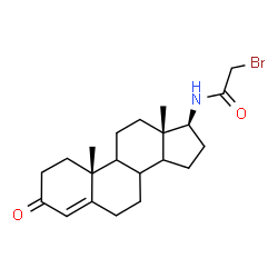 ChemSpider 2D Image | 2-Bromo-N-[(8xi,9xi,14xi,17beta)-3-oxoandrost-4-en-17-yl]acetamide | C21H30BrNO2
