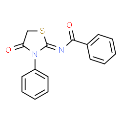 ChemSpider 2D Image | N-[(2Z)-4-Oxo-3-phenyl-1,3-thiazolidin-2-ylidene]benzamide | C16H12N2O2S